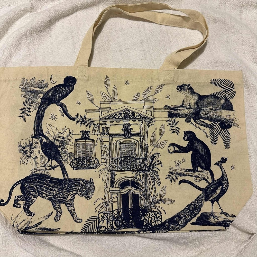 Sezane New Animal Print Canvas Tote Bag